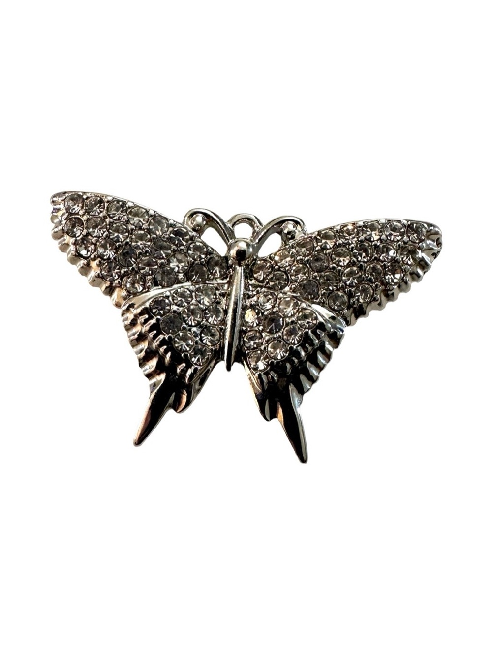 Unique Vintage Silver Crystal Butterfly Brooch
